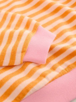 Orange/rose - Sweat-shirt oversize côtelé confortable (9mois-16ans)