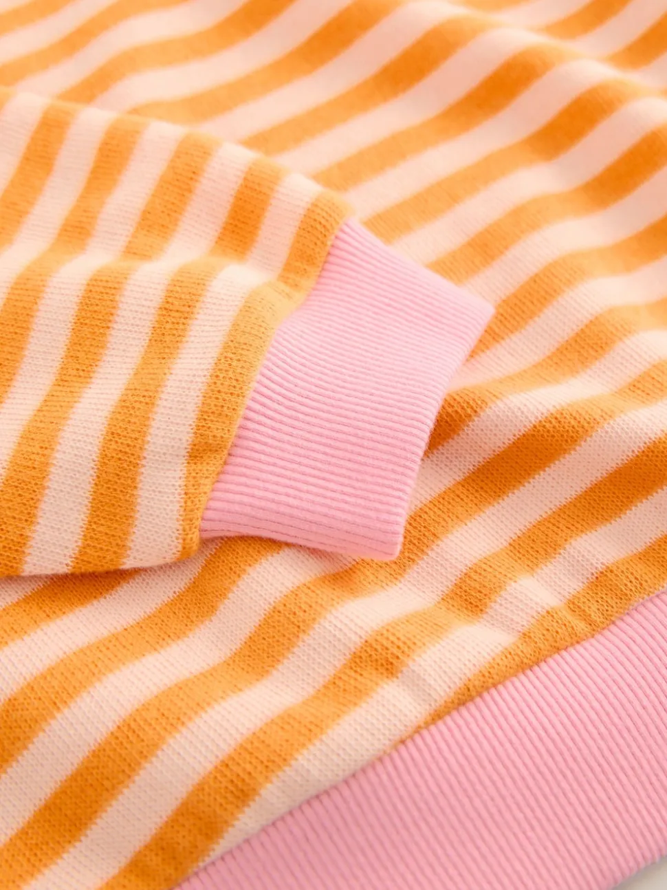 Orange/rose - Sweat-shirt oversize côtelé confortable (9mois-16ans)