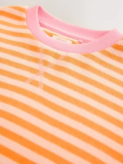 Orange/rose - Sweat-shirt oversize côtelé confortable (9mois-16ans)