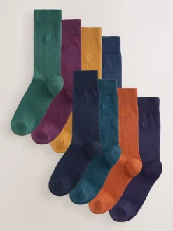 Orange/vert/bleu - Lot de 8 - Chaussettes fraîches brodées durables