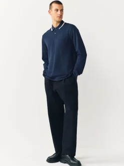 Ottoman bleu marine - Polo à liserés