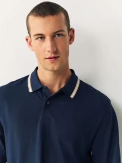 Ottoman bleu marine - Polo à liserés