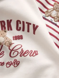 Ours à rayures bordeaux/Écru - Lot de 2 pyjamas à taille pliée douce (4-16ans)