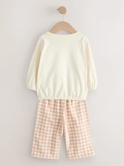 Ours Aspen écru/marron - Ensemble pyjama sweat-shirt avec bas tissé (9mois10ans)