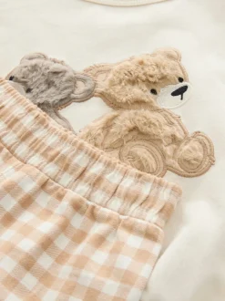 Ours Aspen écru/marron - Ensemble pyjama sweat-shirt avec bas tissé (9mois10ans)