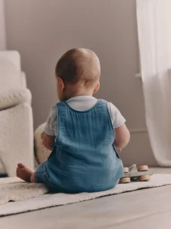 Ours bleu - Ensemble salopette et body tissé bébé (0mois-2ans)