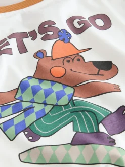 Ours de skate blanc - T-shirt imprimé dos à manches longues (3mois-8ans)