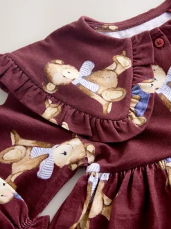 Ours en peluche bordeaux - Robe à col à manches longues (3mois7ans)
