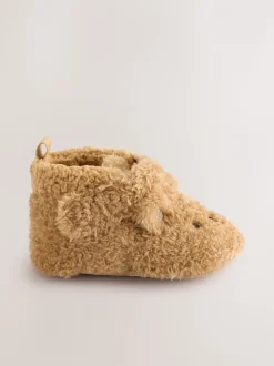 ours marron - Chaussons bébé à fermeture par contact (0-2mois)