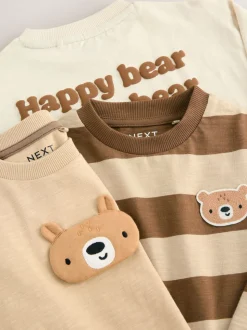 ours marron - T-shirts à manches longues avec appliqué, lot de 3 (3mois-7ans)