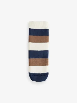 Ours Navy/Écru - Chaussettes en coton éponge riche 5 Lot