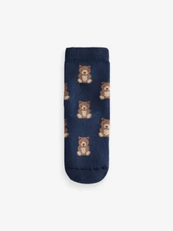 Ours Navy/Écru - Chaussettes en coton éponge riche 5 Lot