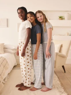 Ours rayé Bleu/Neutre - Lot de 3Joggings pyjama (3-16ans)