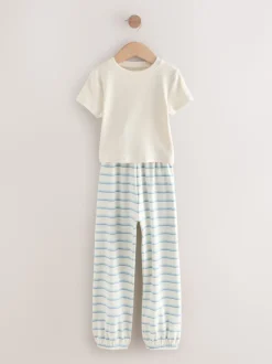 Ours rayé Bleu/Neutre - Lot de 3Joggings pyjama (3-16ans)