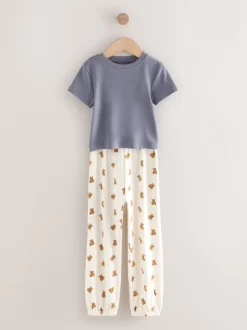 Ours rayé Bleu/Neutre - Lot de 3Joggings pyjama (3-16ans)
