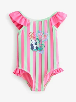 Panda à rayures rose et vert - Maillot de bain à volants Cath Kidston (3mois à7ans)