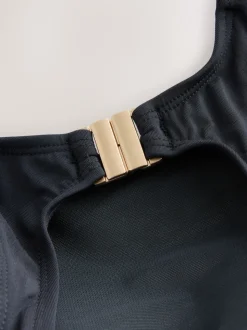 Panneau en maille noire - Maillot de bain gainant Tummy à col montant