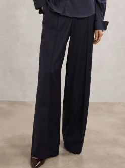 Pantalon large Reiss Neave à fines rayures en laine mélangée