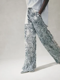 Pantalon large taille haute à sequins Nodinary
