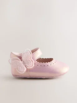 papillon Rose scintillant - Chaussures Mary Jane pour bébé (0-18mths)