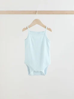 pastel - Lot de 5 bodys débardeurs en maille pointelle pour bébé