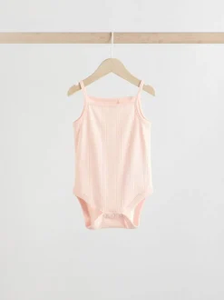 pastel - Lot de 5 bodys débardeurs en maille pointelle pour bébé