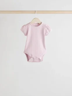 Pastels - Lot de 5 bodys pointelle à manches courtes pour bébé
