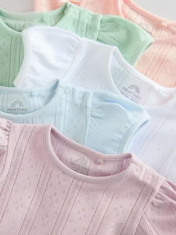 Pastels - Lot de 5 bodys pointelle à manches courtes pour bébé