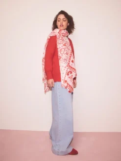 Patchwork rouge Valentine - Écharpe légère