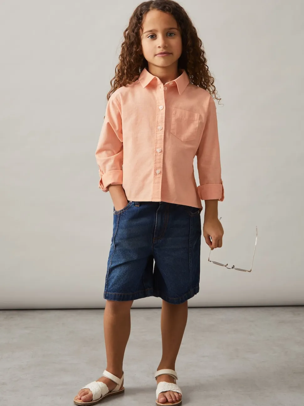 pêche - Chemise à poignets roulés en lin Reiss Leora