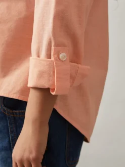 pêche - Chemise à poignets roulés en lin Reiss Leora