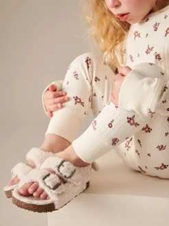 Peau de mouton neutre - Chaussons à deux lanières Corkbed