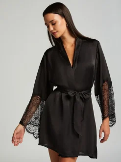 Peignoir Hunkemöller kimono en satin noir