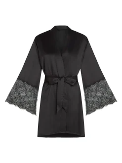 Peignoir Hunkemoller kimono en satin noir