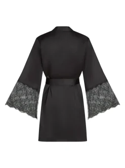 Peignoir Hunkemoller kimono en satin noir