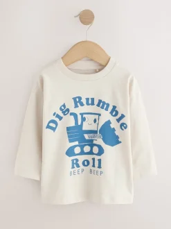 Pelleteuse bleue - Lot de 3 t-shirts imprimés graphiques à manches longues (3mois-7ans)