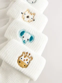 Personnage blanc - Chaussettes à roulettes brodées 5 Lot (0mths-2yrs)