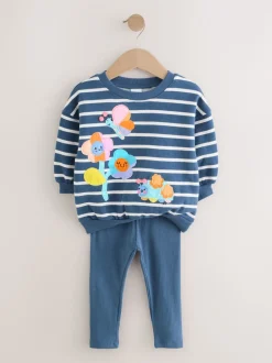 Personnages à rayures bleu marine - Ensemble Sweatshirt et Leggings (3mths-7yrs)