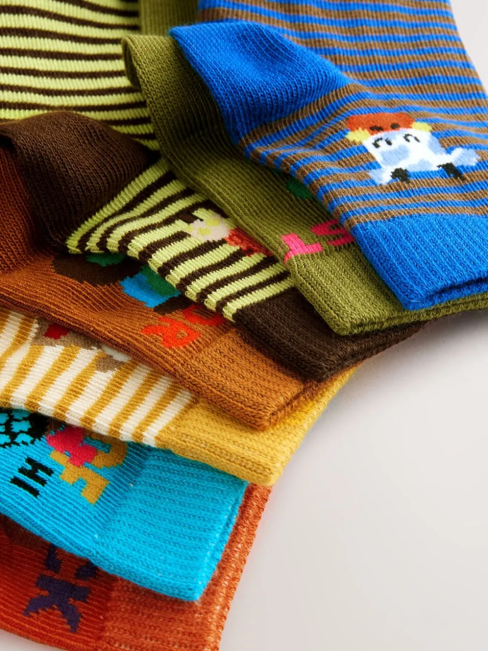 Personnages multicolores brillants - Paquet de chaussettes en coton riche 7