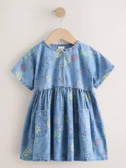 Pet Print Denim - Robe à manches courtes (3mois à8ans)
