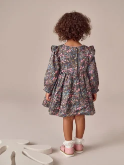 Petites fleurs multicolores - Robe à manches longues à volants (3mois8ans)