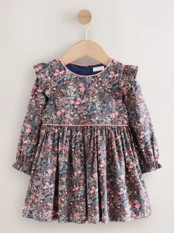 Petites fleurs multicolores - Robe à manches longues à volants (3mois8ans)