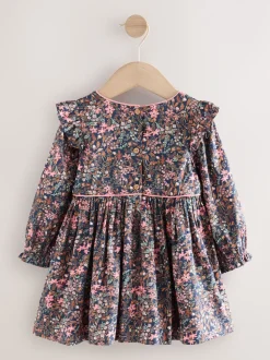 Petites fleurs multicolores - Robe à manches longues à volants (3mois8ans)