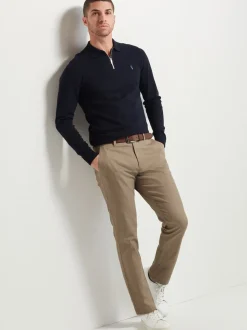 Pierre - Ajustement droit - Pantalon chino doux imprimé à ceinture