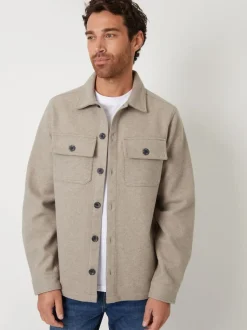 Pierre - Threadbare Veste-chemise à boutons en laine et fausse fourrure