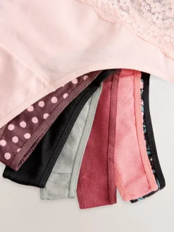 Pois imprimés - Culotte en coton et dentelle 7 Pack