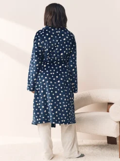Polaire bleu marine - Peignoir ultra-doux