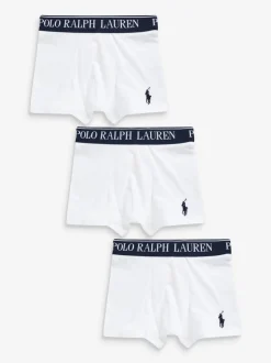 Polo Ralph Lauren Garçons Waistband Blanc Boxer 3 Lot