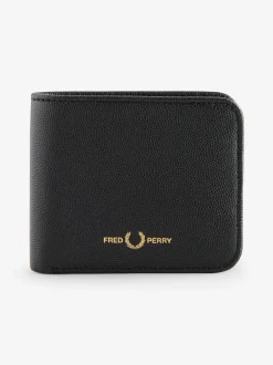 Portefeuille Fred Perry Scotchgrain noir en cuir