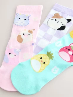 Pourpre/Aqua - Lot de 3 paires de chaussettes Squishmallows en coton majoritaire